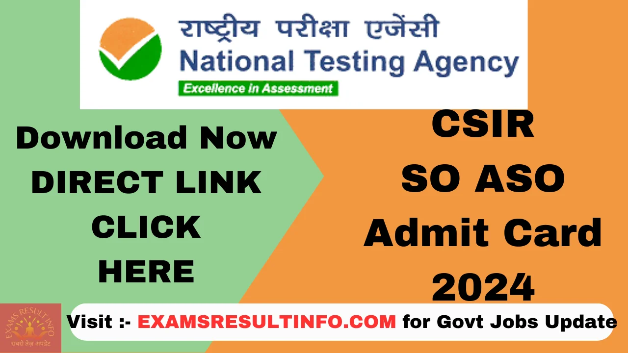 CSIR SO ASO Admit Card 2024 Answer Key OUT Direct Link