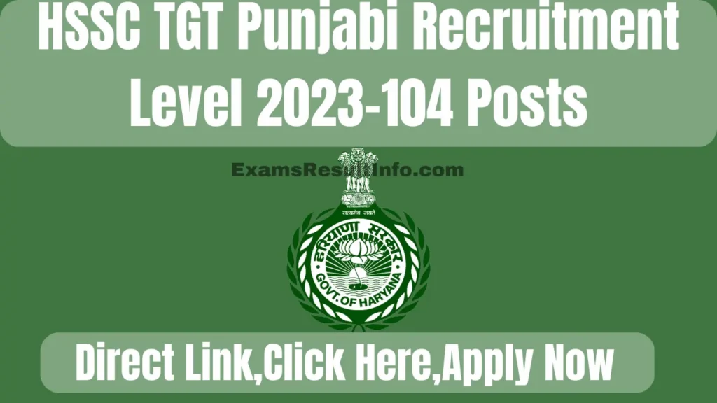HSSC TGT Punjabi Recruitment 2023