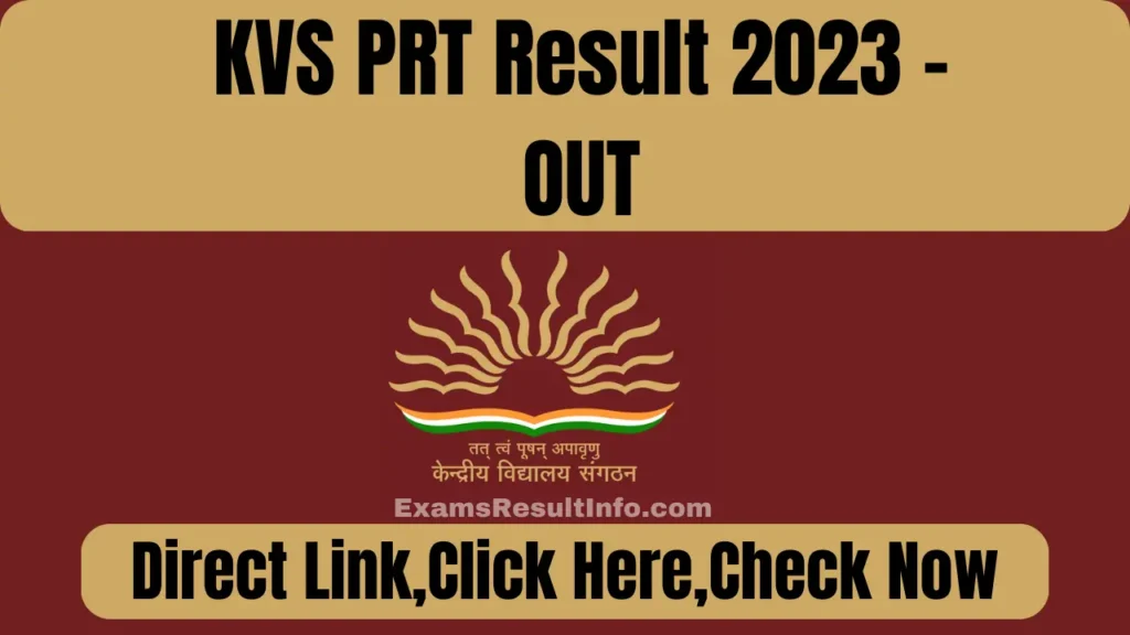 Kvs Prt Result Out Merit List Check Now Kvsangathan Nic In