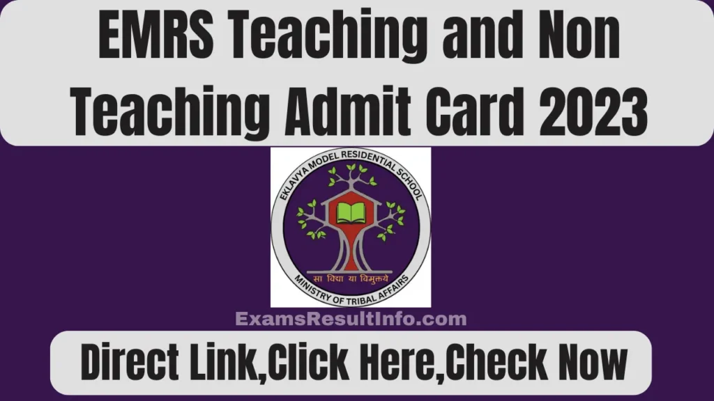 EMRS Admit Card 2023 (Out) Hall Ticket Download @emrs.tribal.gov.in