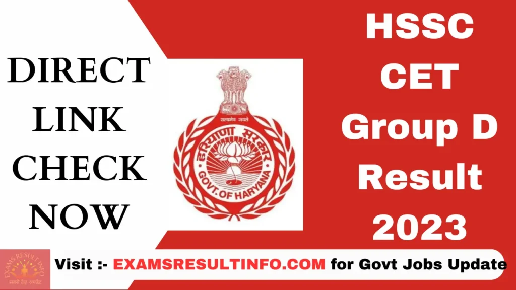 HSSC CET Group D Result 2023
