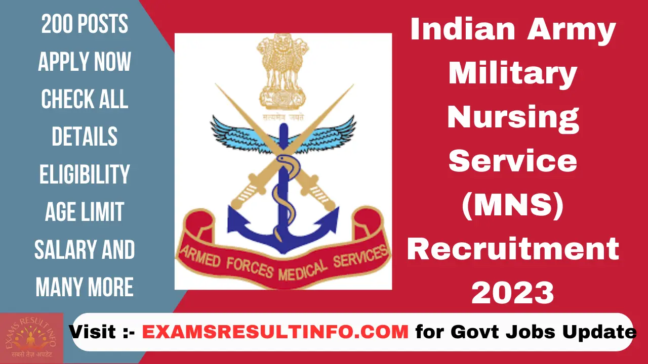 Army Military Nursing Service Recruitment 2023,Apply Now, Notification Out