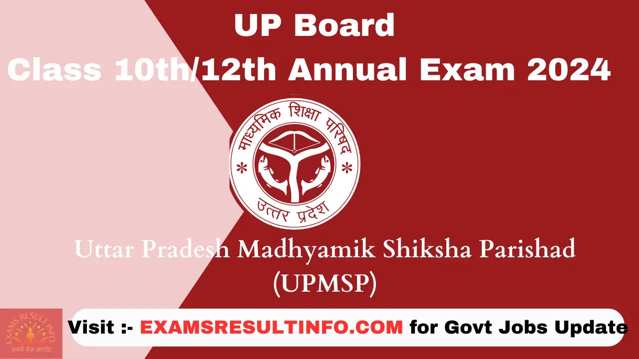 UP Board Exam Date 2024 Out @upmsp.edu.in Class 10th, 12th