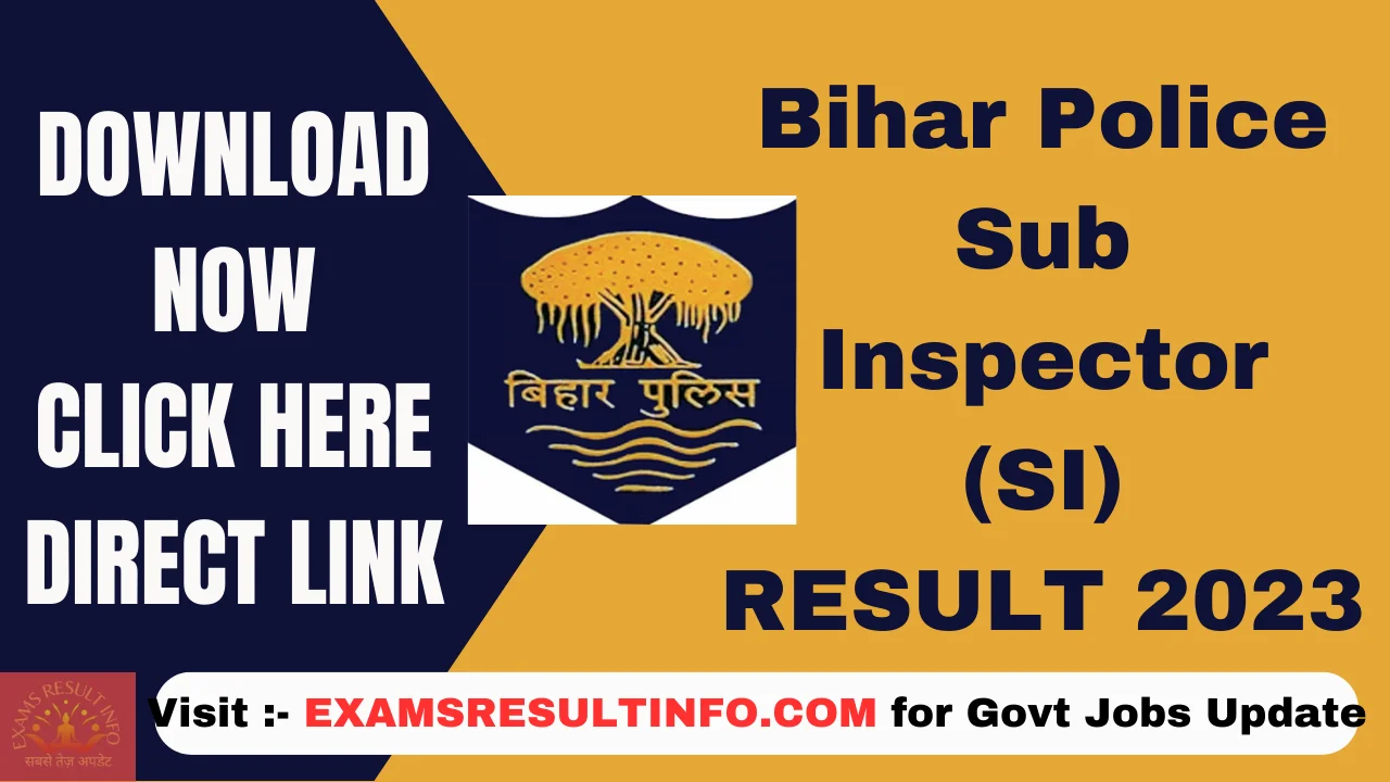 Bihar Police SI Result 2024,OUT,Merit List, Cut off ,Download Now