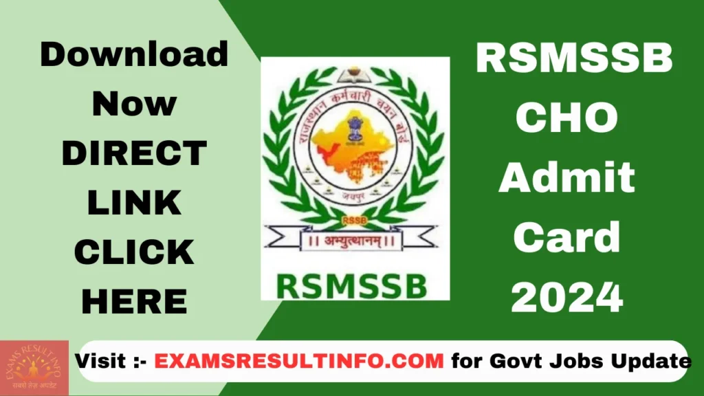 RSMSSB CHO Admit Card 2024
